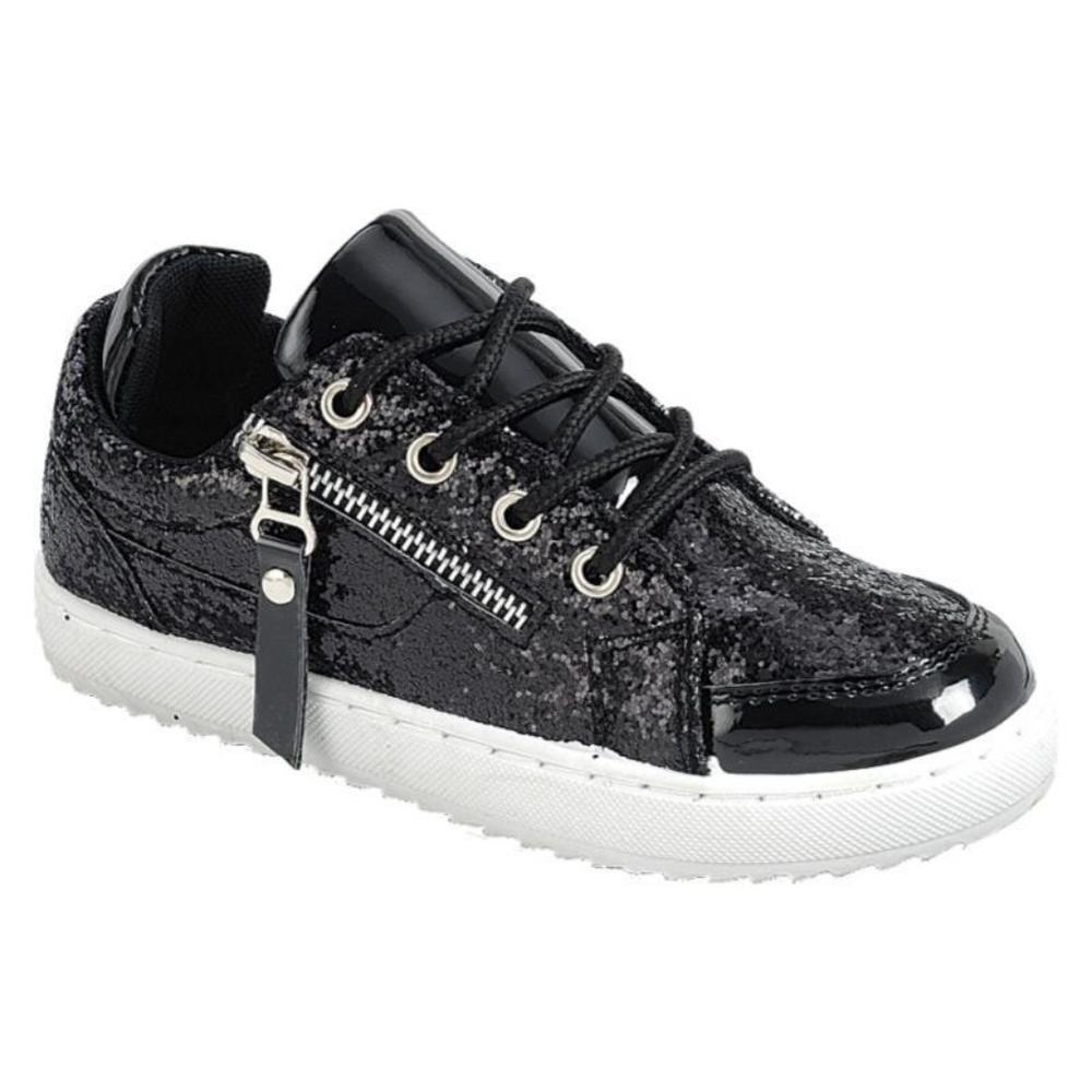 New w Box Kids Black Glitter Sneakers - Unisex